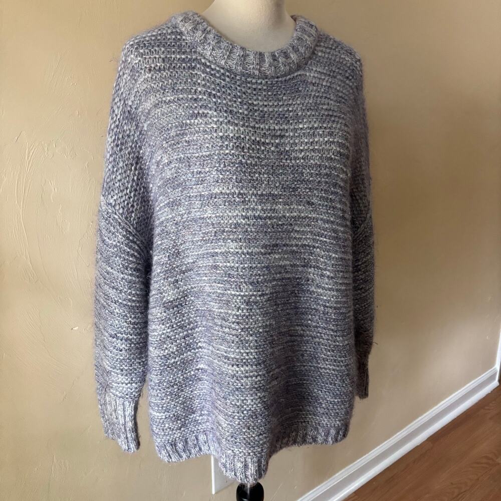 Steven Alan Alpaca Mohair Oversized Chunky Knit Sweater Gray Purple Speckle‎ L